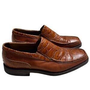 Michael Toschi Slip-On Crocodile Loafers Leather Men's 8.5 CIS Carbonlite Brown
